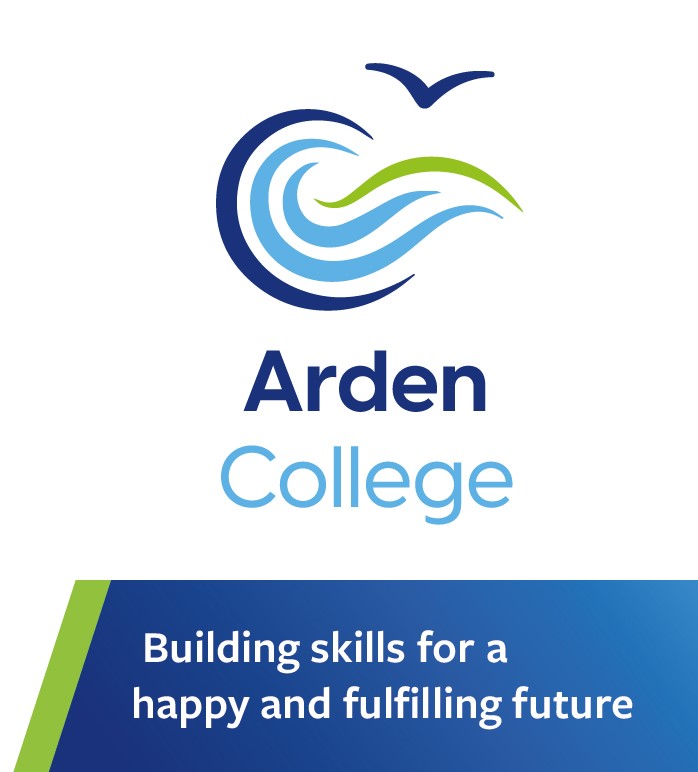 Arden College logo blue wave with bird